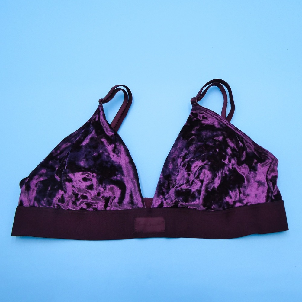 Victoria's Secret Bralette Women Small Velvet Triangle Purple Strappy Polyester